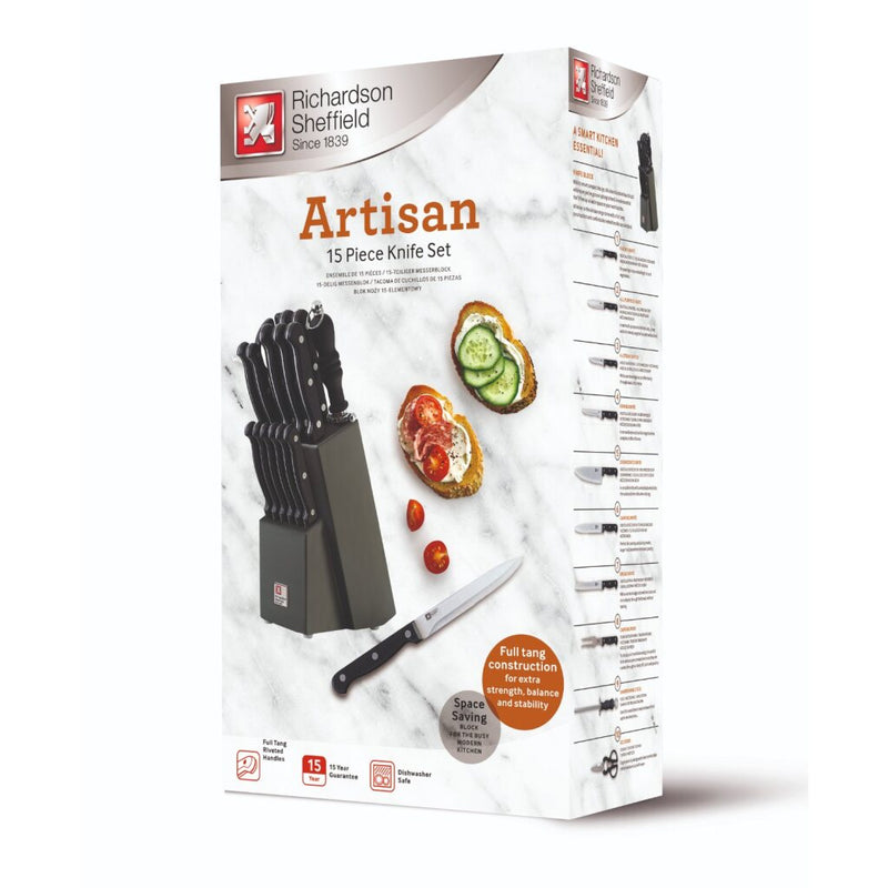 Richardson Sheffield Houten Messenblok Artisan 16-delig Zwart