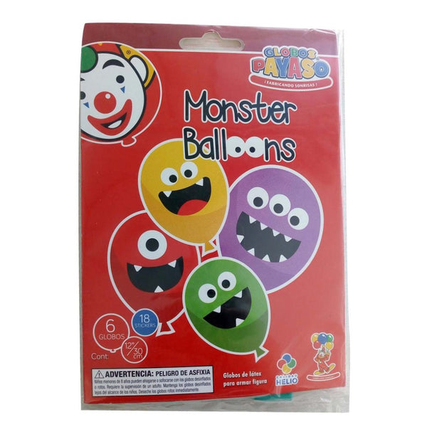 Globos 6 Monster Ballonnen met 18 Stickers