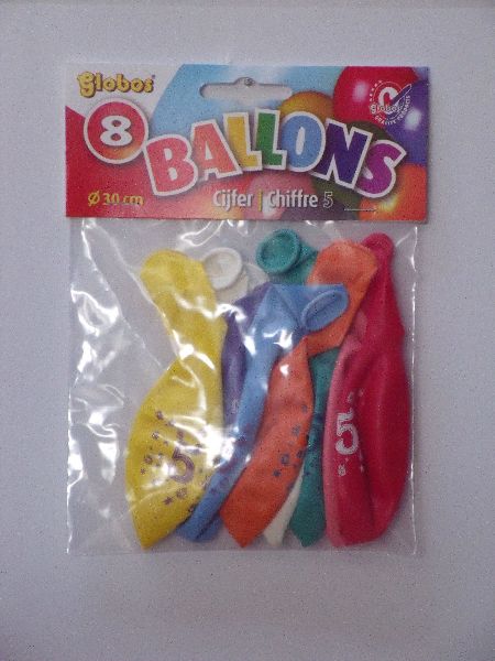 8 x Cijferballonnen Nr. 5