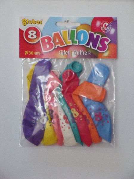 8 cijferballonnen nr. 8 2229