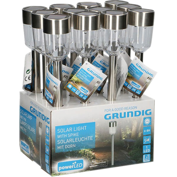 Grundig GR16017 Led Solar Tuinlamp met Spies Display 12 Stuks