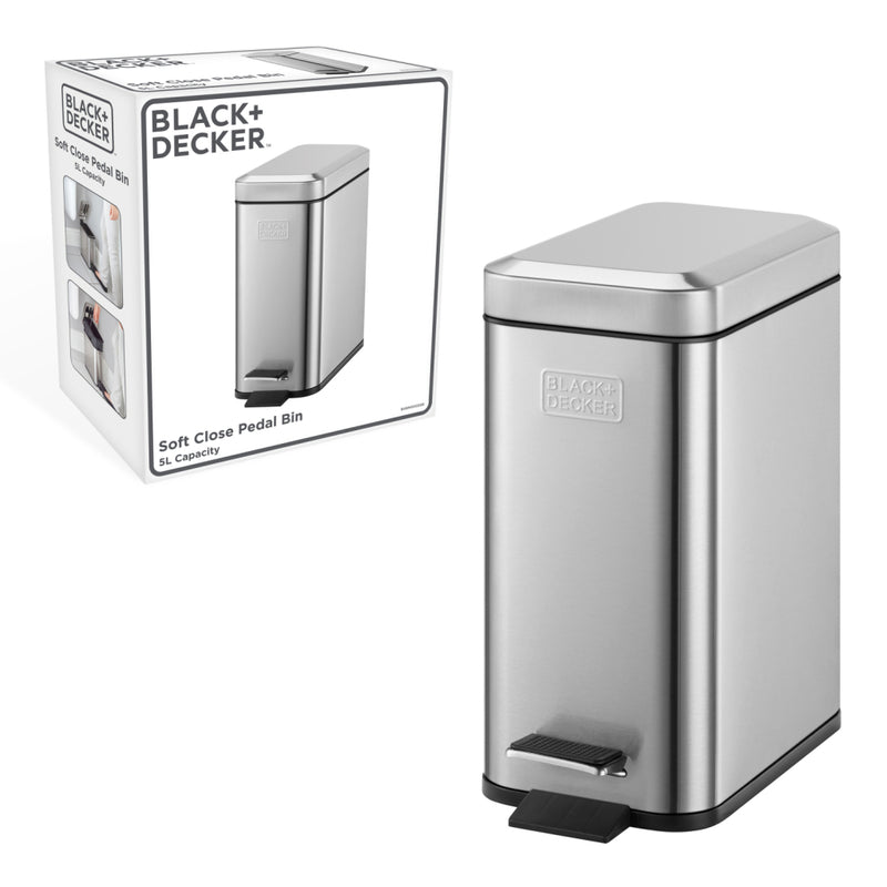Black&amp;Decker Pedaalemmer 5L RVS/Zwart