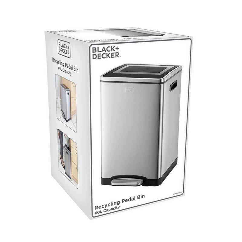 Black&amp;Decker Pedaalemmer 2x20L Zilver/Zwart