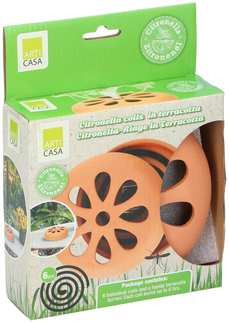 Citronella spiraal 6 stuks in Terracotta pot