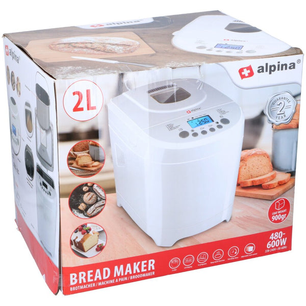 Alpina Broodbakmachine 2L 600W Wit