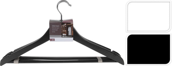 Kleerhangers hout set van 4 stuks 2 ass.kleur