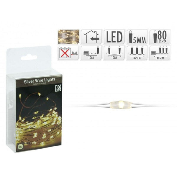 Zilverdraad LED 80 Lichtjes Warm Wit