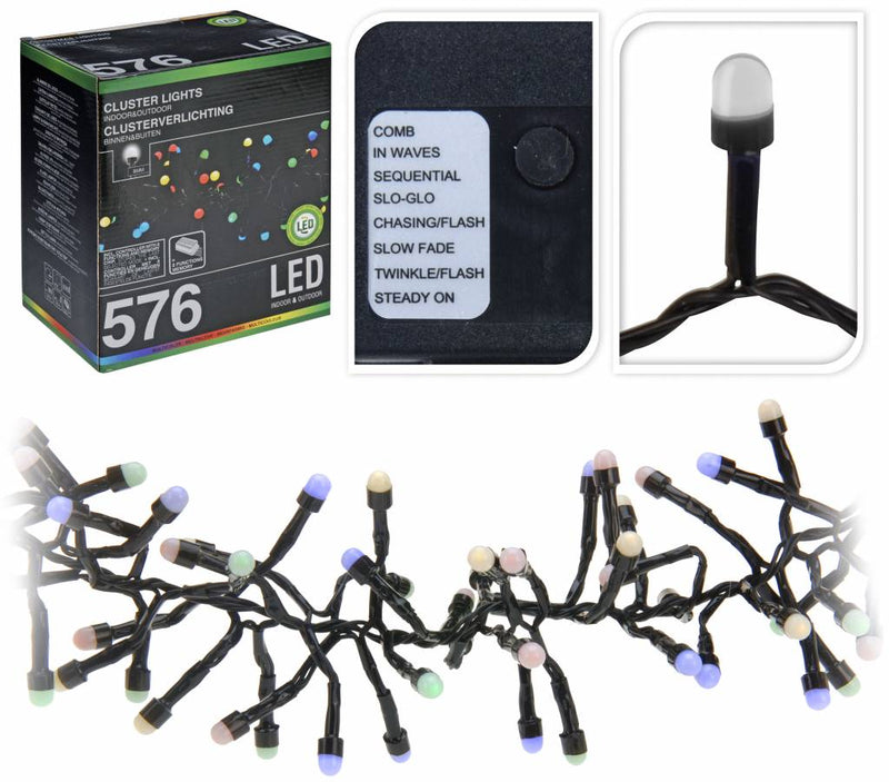 Clusterverlichting - 576 LED - multi color - met 8 standen - 6,5 Meter