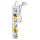 Stekkerdoos 6-Voudig Randaarde 3x1.5 mm 1.5 mtr Wit/Geel