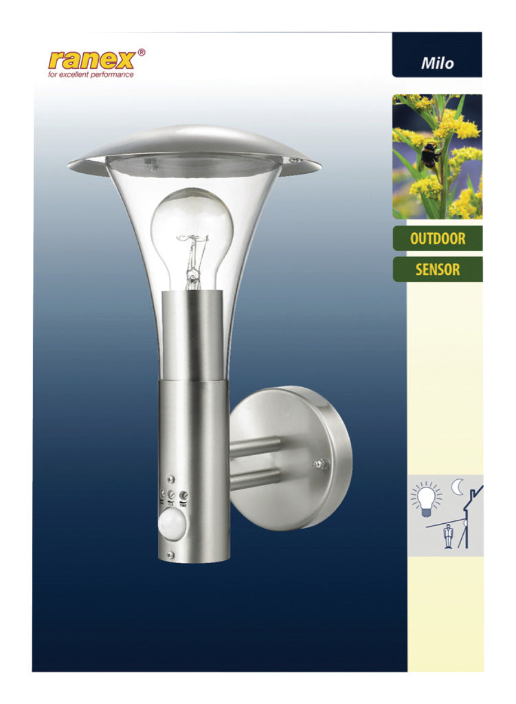 Ranex Ra-outdoor6 Klassieke Muurlamp met Bewegingsdetector E27 Ip44
