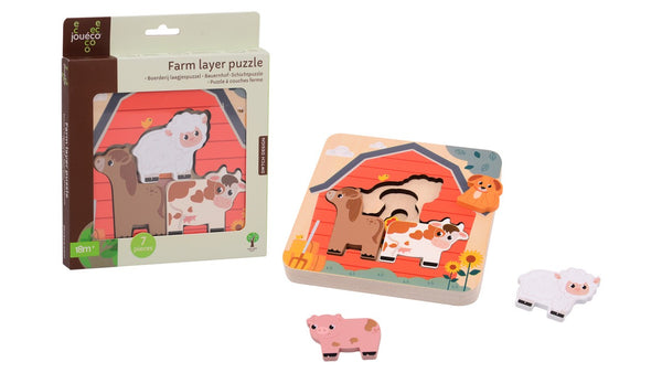 Joueco Houten Lagenpuzzel Boerderij, 7st.