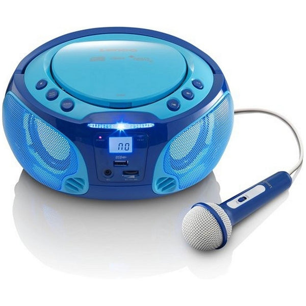 Lenco SCD-650 Karaoke Radio-CD Speler met Licht en Microfoon Blauw