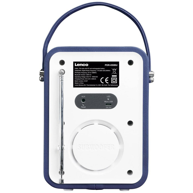 Lenco PDR050BU DAB+ Radio met Subwoofer Wit/Blauw