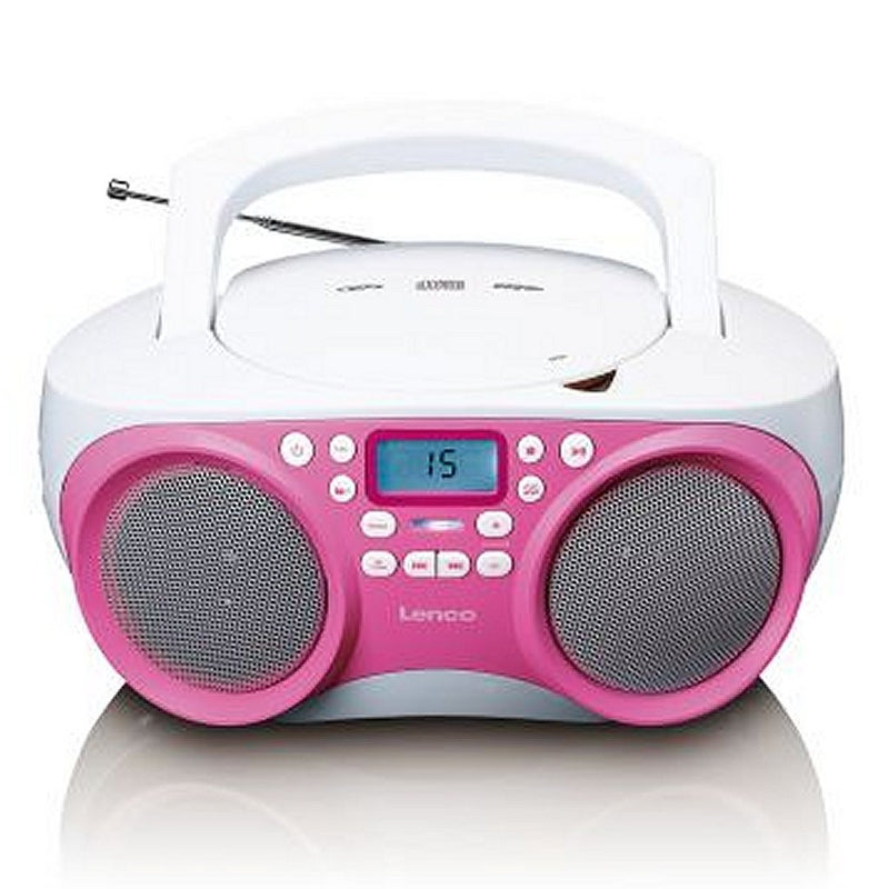 Lenco SCD301 Draagbare Radio CD-Speler met USB-Aansluiting Roze/Wit