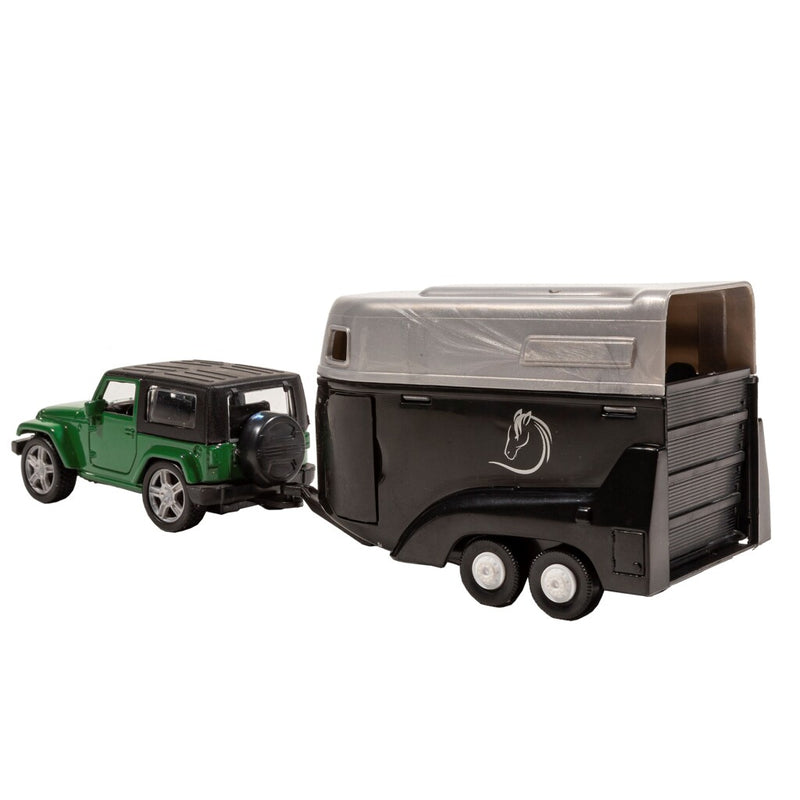 City Die-Cast Jeep met Paardentrailer Groen/Zwart