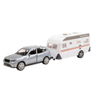 City Die-Cast Auto met Caravan Zilver/Wit