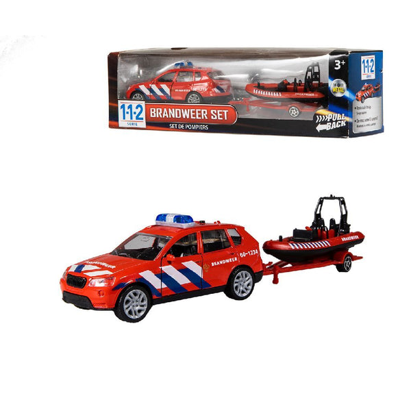 City 112 Brandweerauto + Boot 1:43 + Licht/Geluid