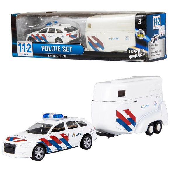 City 112 Politieauto + Paardentrailer 1:43 + Licht/Geluid