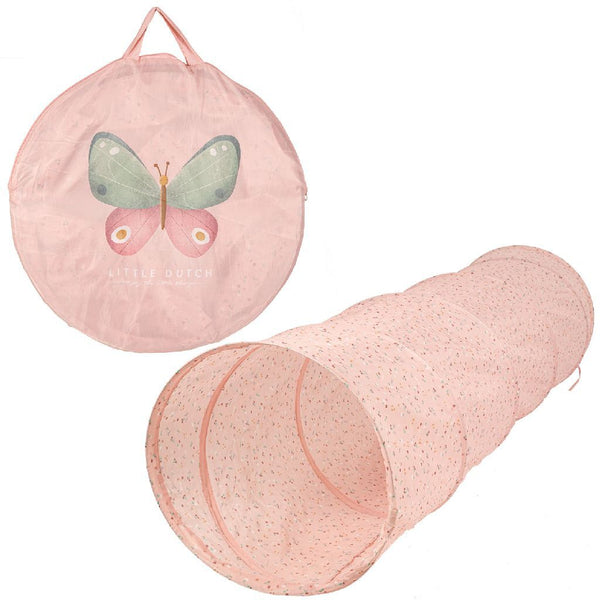 Little Dutch Kruiptunnel Flowers and Butterflies 180x46 cm Roze