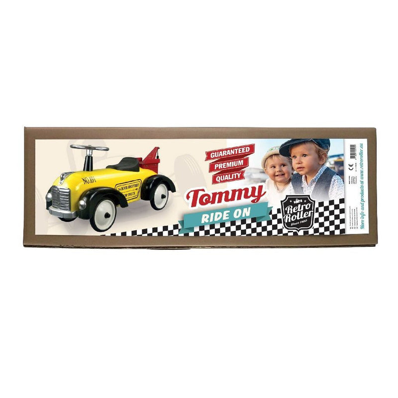 Retro Roller Tommy Takelwagen 76x26x24 cm Geel/Zwart/Rood