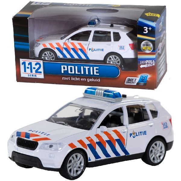 112 Pull-Back Politieauto met Licht en Geluid 1:43