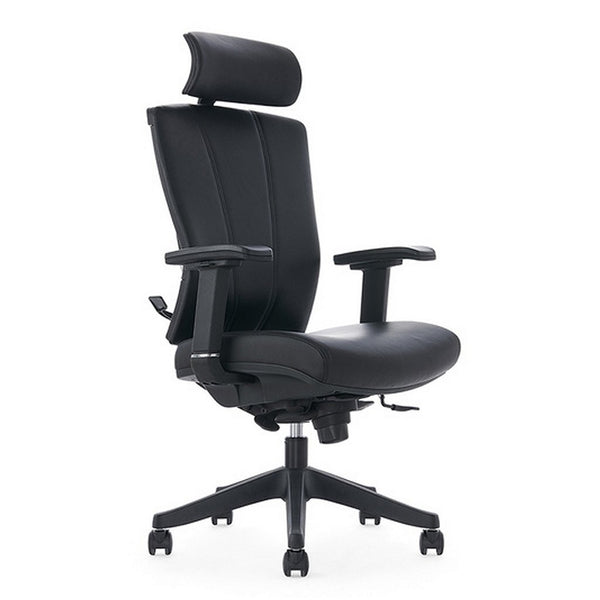 Kangaro K-850160 Bureaustoel Zwart PU met Hoofdsteun