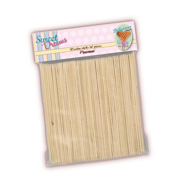 Bestron DST60 Houten Stokjes voor DSW271 Wafelijzer 60 Stuks