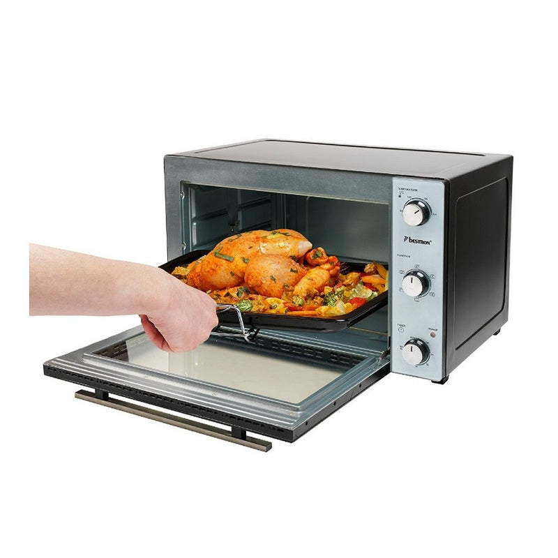 Bestron AOV55 Grill-Bakoven met Hetelucht + Draaispit 2000W RVS/Zwart