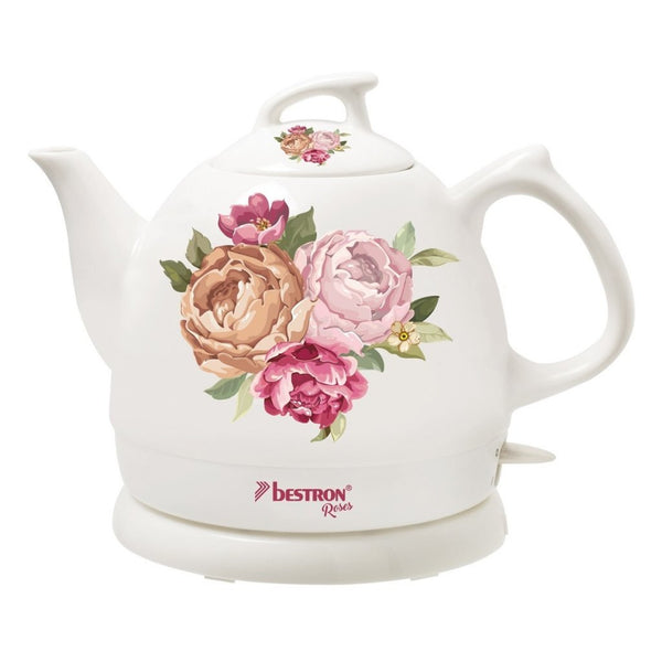 Bestron DTP800RO Roses Keramische Waterkoker 0.8L 1800 Watt Wit/Roze