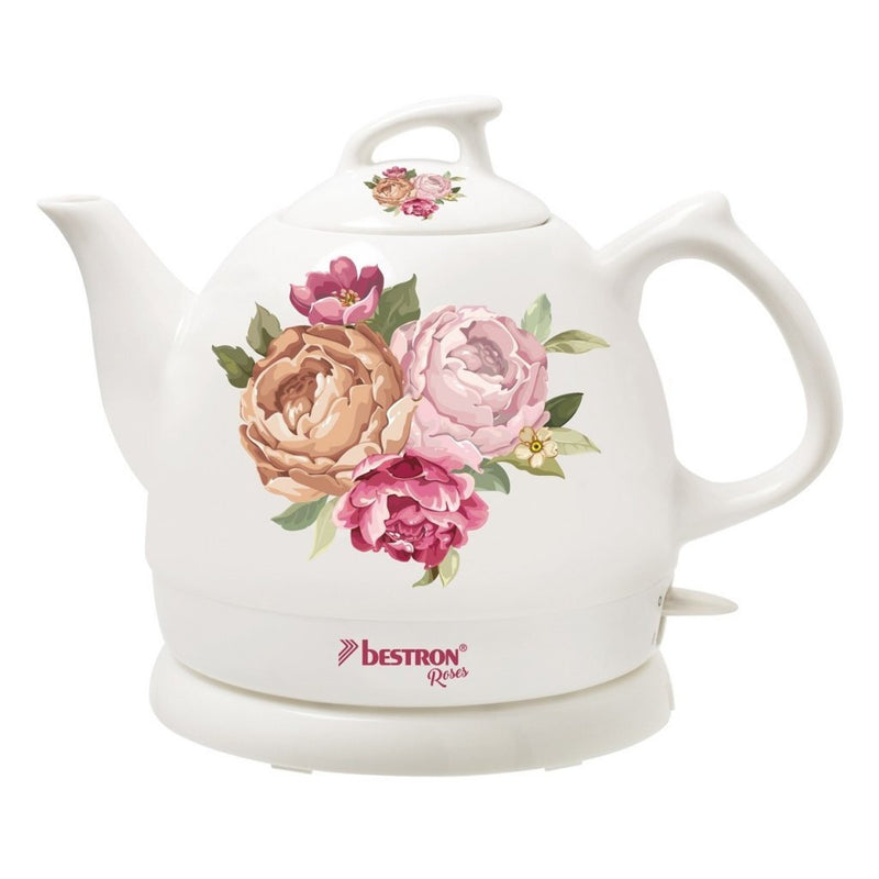 Bestron DTP800RO Roses Keramische Waterkoker 0.8L 1800 Watt Wit/Roze