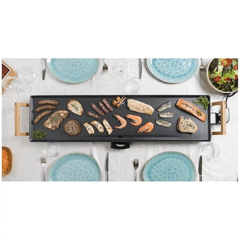 Bestron ABP604BB XXL Teppanyaki Grillplaat 90x23 cm Bamboe/Zwart
