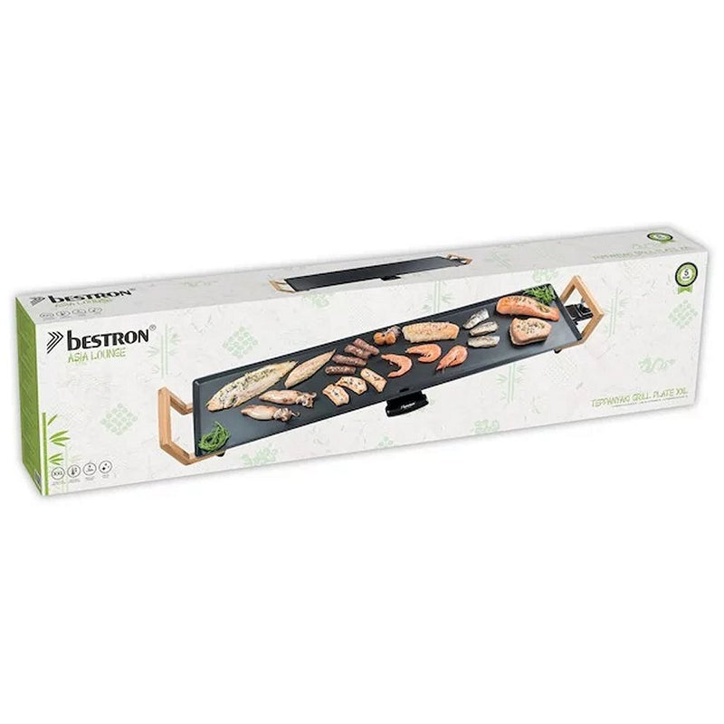 Bestron ABP604BB XXL Teppanyaki Grillplaat 90x23 cm Bamboe/Zwart