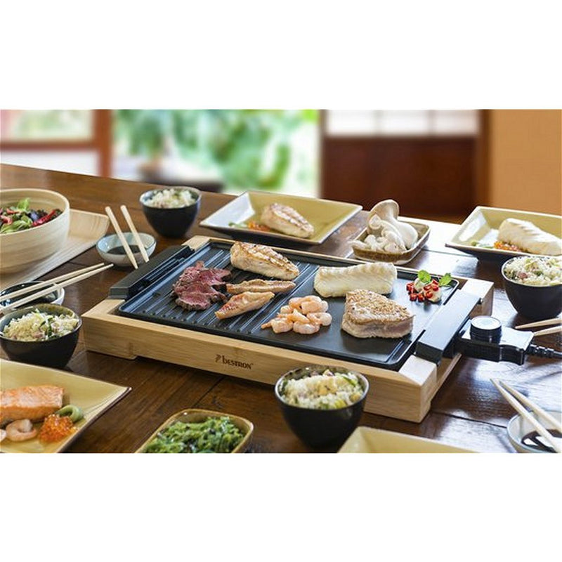 Bestron AG2000BB Teppanyaki Grillplaat Bamboo/Zwart