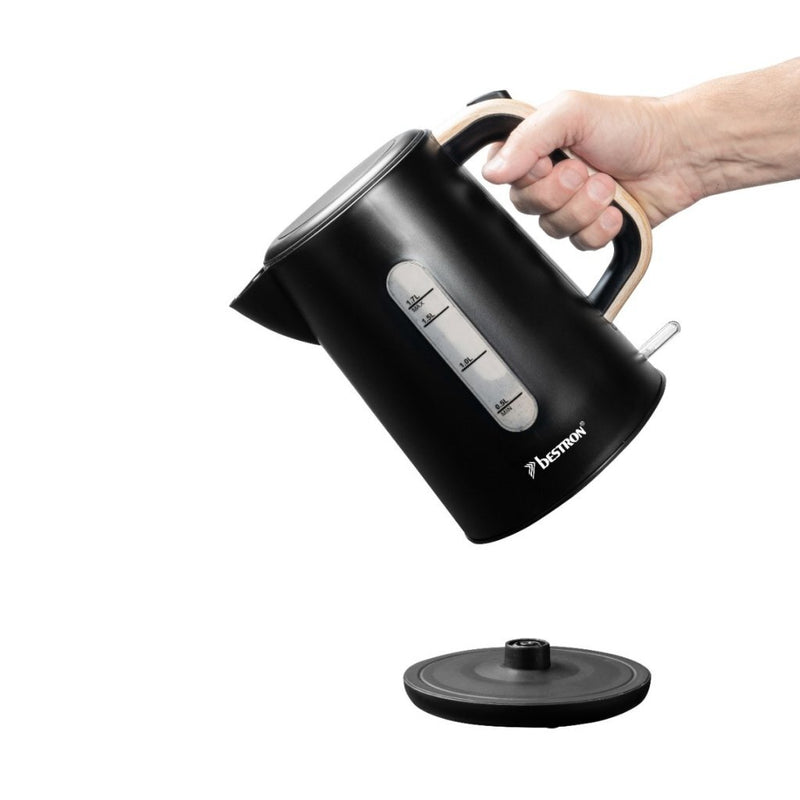Bestron AWK2200BW Snoerloze Waterkoker 1.7L 2200W Zwart/Hout