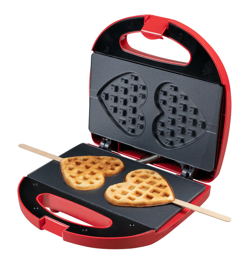 Bestron Wafelijzer - Voor 2 Hartjes Wafels - Rood