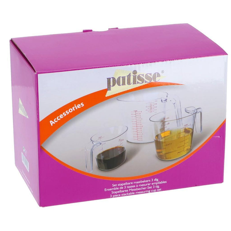 Patisse Stapelbare Maatbekers 250-1000 ml 3 Stuks Transparant