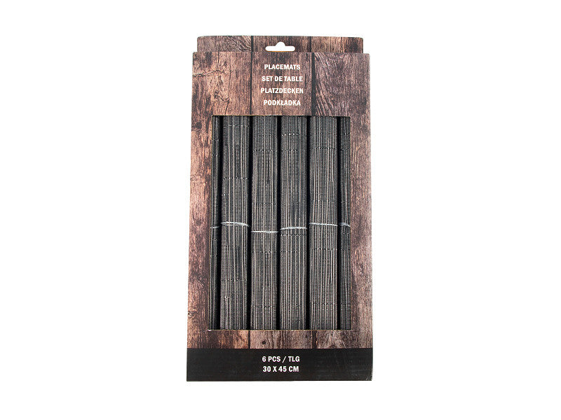 Placemat 30x45cm zwart set 6 stuks