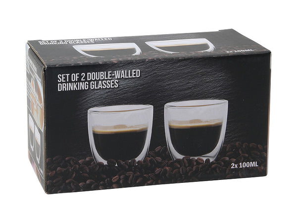 Koffie Theeglas dubbelwandig 100ml 6,5x7cm set van 2 stuks