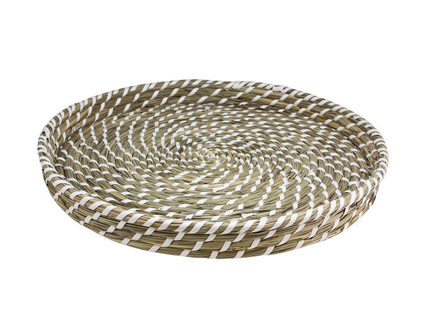 Mand gevlochten Ø40x4cm wit