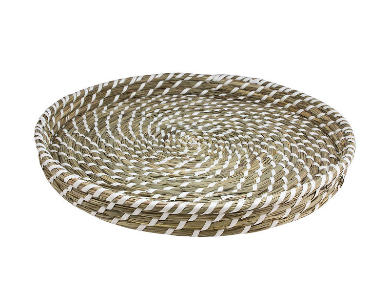 Mand gevlochten Ø40x4cm wit