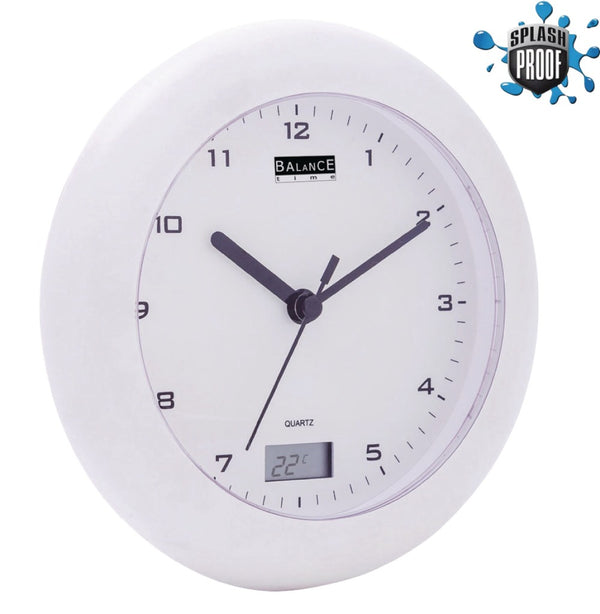 Balance Badkamer Klok met Thermometer 17 cm Analoog Wit