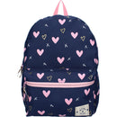 Milky Kiss Rugzak Blauw met Roze Hartjes