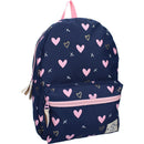 Milky Kiss Rugzak Blauw met Roze Hartjes