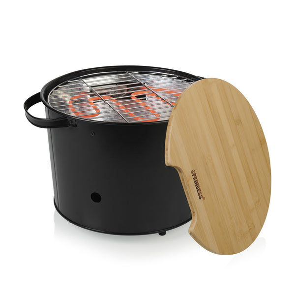 Princess 112240 Hybride Bucket Barbecue + Bamboe Serveerplank Zwart