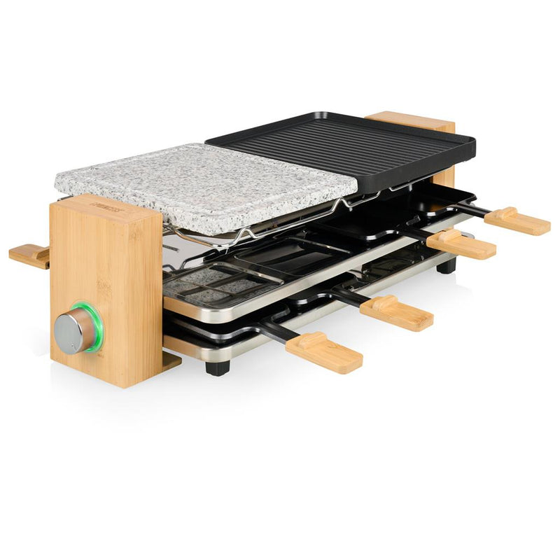 Princess 162955 Raclette Pure 8 Bamboe/Zwart