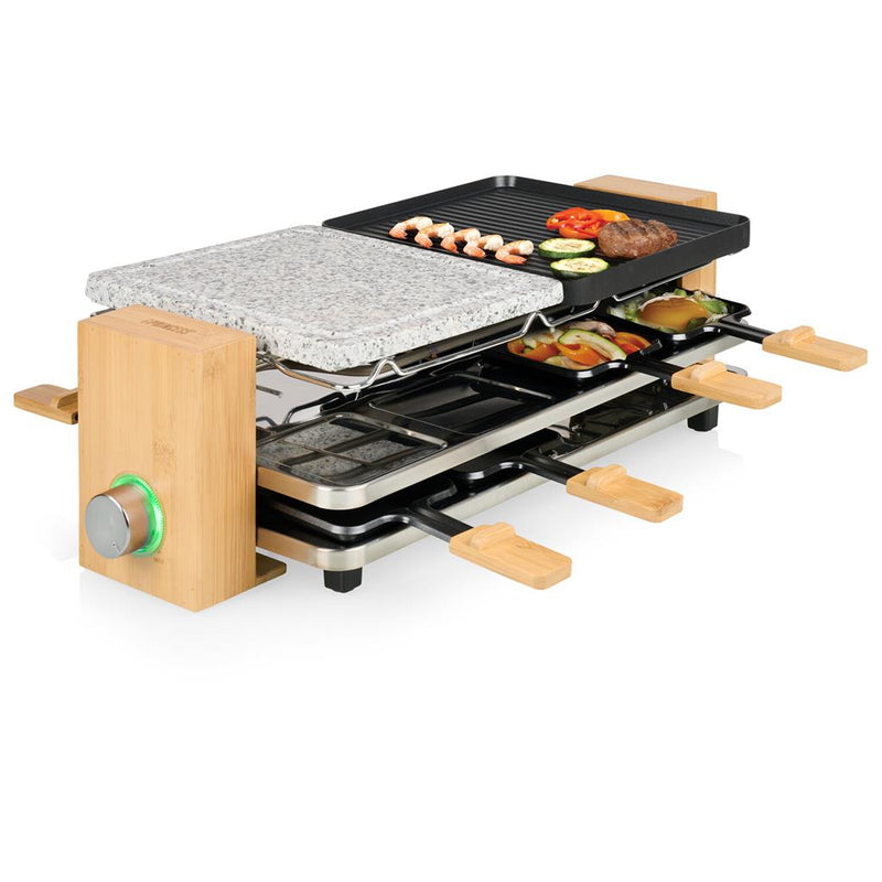 Princess 162955 Raclette Pure 8 Bamboe/Zwart