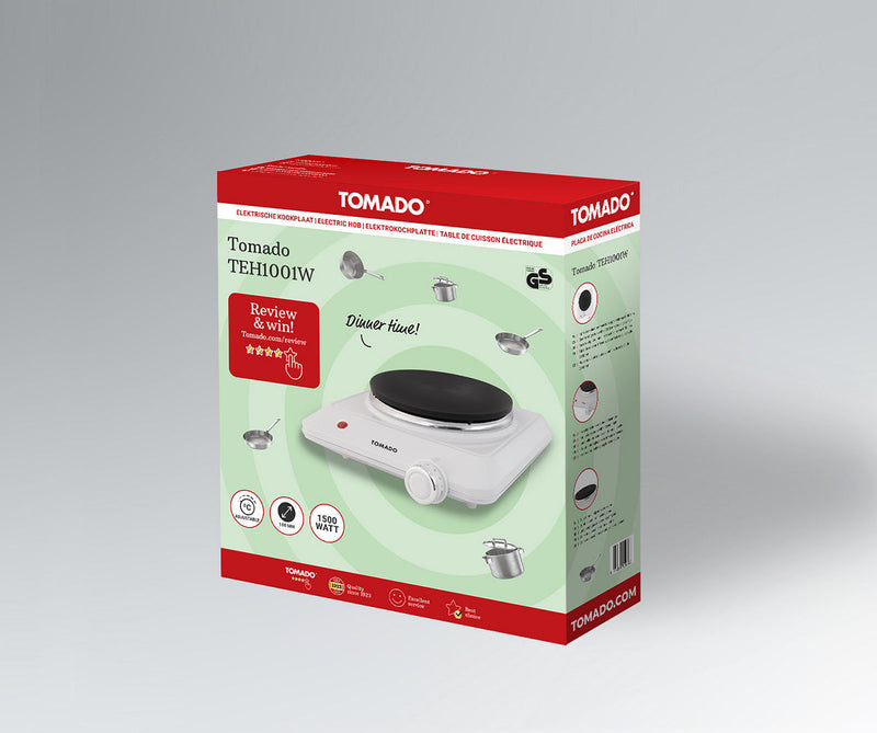 Tomado Elektrisch kookplaat 1-pits, 1500 Watt