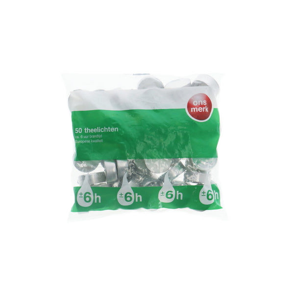 Ons Merk Theelichtjes 6 Branduren 50 Stuks