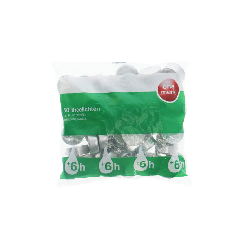 Ons Merk Theelichtjes 6 Branduren 50 Stuks