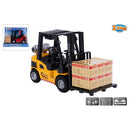 2-Play Traffic Diecast Pull-Back Heftruck met Pallet+Doos en Licht+Geluid Assorti